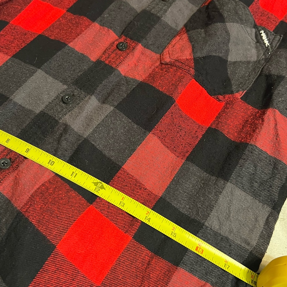 Tony Hawk Flannel Shirt Red/Black/Gray Plaid Long Sleeve Button Down - Picture 6 of 7